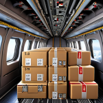 **

Prompt: Airplane cargo hold filled with various goods, highlighting different sizes and types of packages. Emphasis on efficient packing and space utilization. Visual representation of volumetric weight calculation.

**
